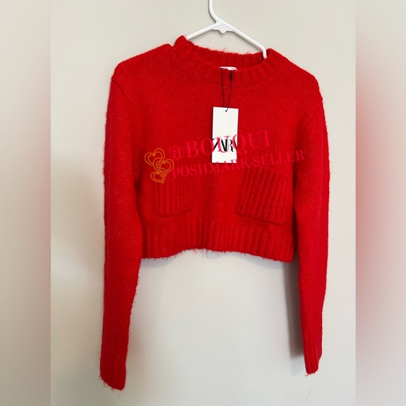 BLOGGERS FAV ZARA RED CROPPED SWEATER - Picture 2 of 7